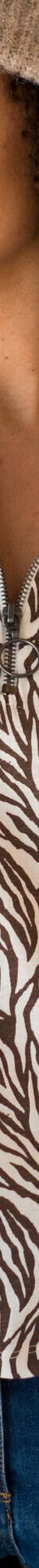 T-shirt col montant zippé imprimé zébré (chocolat) T-shirt col montant zippé imprimé zébré (chocolat)